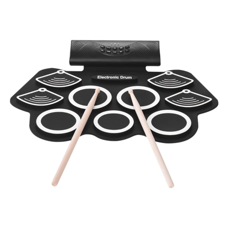 

New Portable electronic drum set hand drum set 9 built-in stereo speakers 1000mA lithium battery with drum pedals