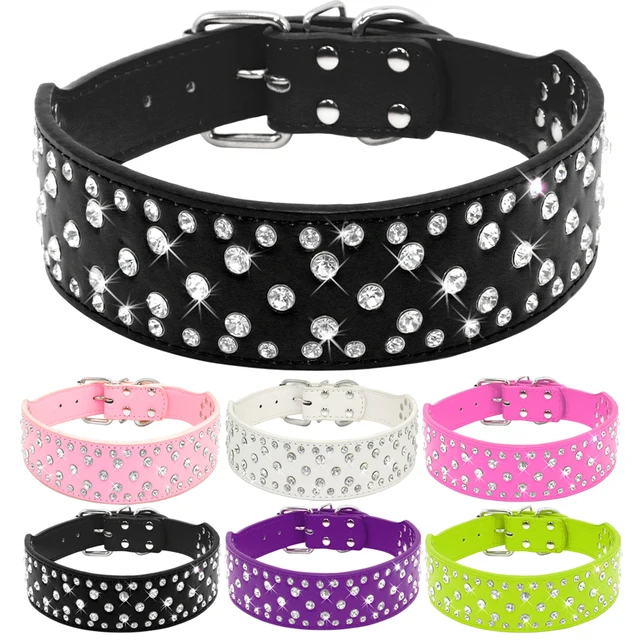 Buy Rhinestone Leather Dog Collars For Large Dogs