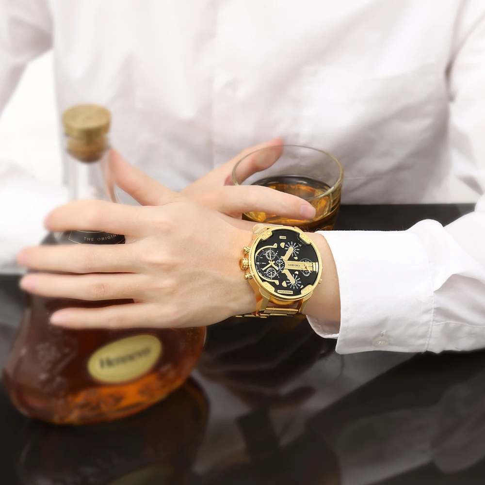 Cagarny Top Brand Luxury Watch Men Sport Quartz Clock Mens Watches Waterproof Gold Steel Wrist Watc