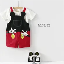 Детская летняя одежда; комбинезон с рисунком для маленьких мальчиков и девочек; джинсовый комбинезон; одежда без рукавов; хлопковые шорты с перекрещивающимися сзади полосками; спортивный костюм