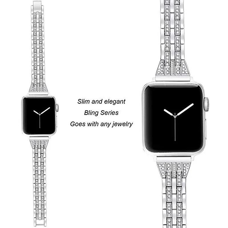 С блестками для девочек; мини-юбка для наручных часов Apple Watch 38 мм 40 мм 44 мм 40 мм наручных часов iWatch серии 5/4/3/2/1 ошейник украшенный фальшивыми алмазами, металлические ювелирные изделия, браслет на запястье