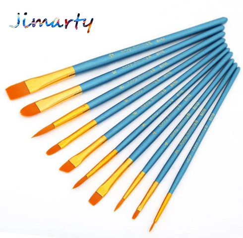 Koop 10 Stks set Kids Student Aquarel Gouache Pen Nylon Haar Houten Handvat Penseel Set Tekening Art Supplies