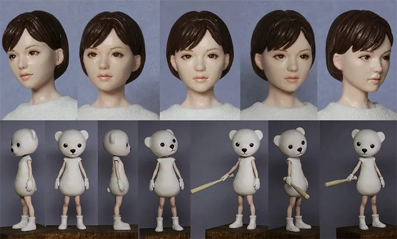 Kawaii 1:20 шкала Молодежная Красивая Девочка милая кошка кролик белый медведь голова