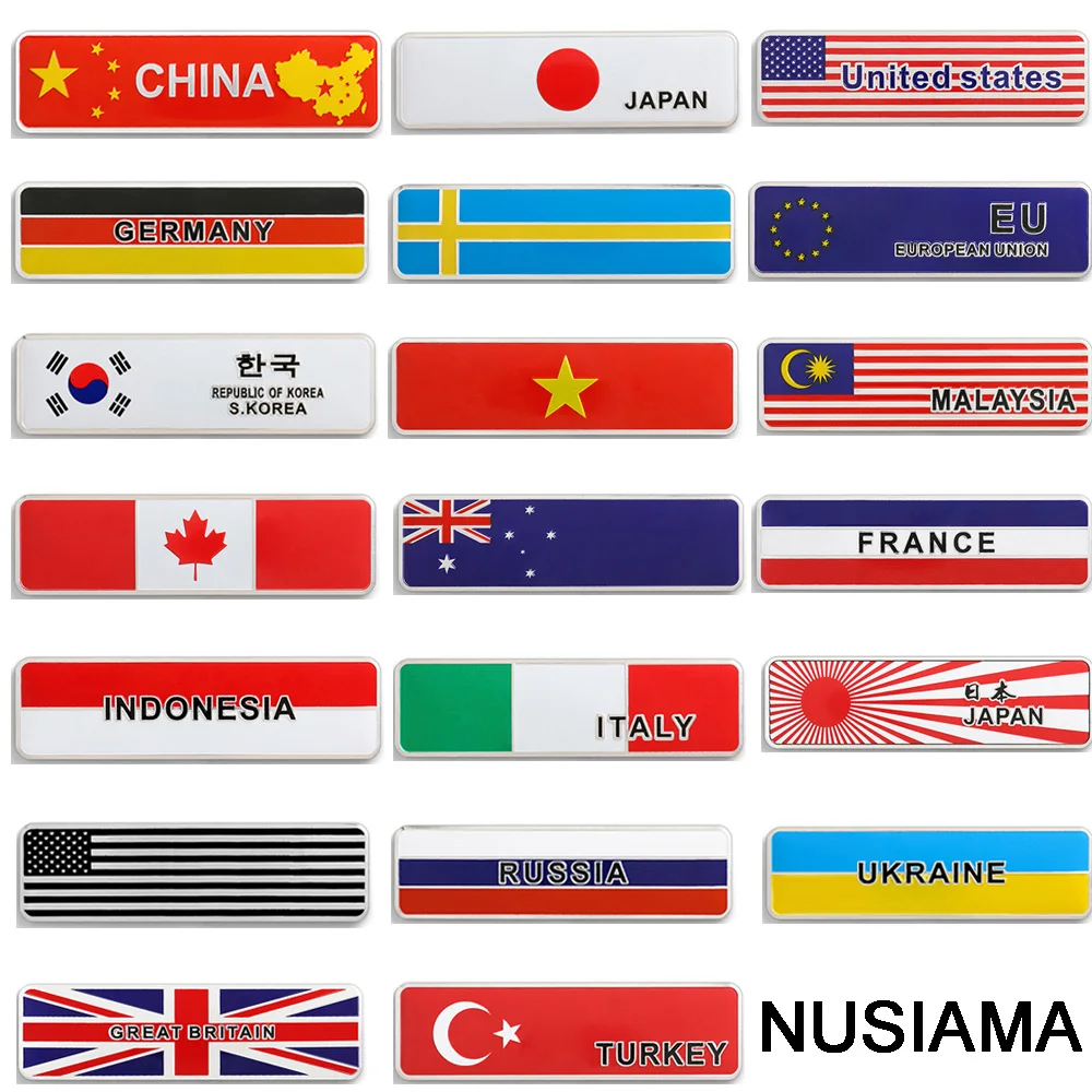 

5 PCS car motorcycle flag logo metal sticker decals accessories Germany USA France Russia Spain Korea Ukraine Flag logo stickers