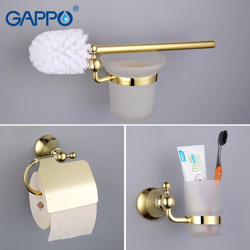 Аксессуары для ванной комнаты GAPPO, золотой держатель для бумаги, держатель для полотенец, держатель для туалетной щетки, держатель для мыла, роскошные аксессуары для ванной