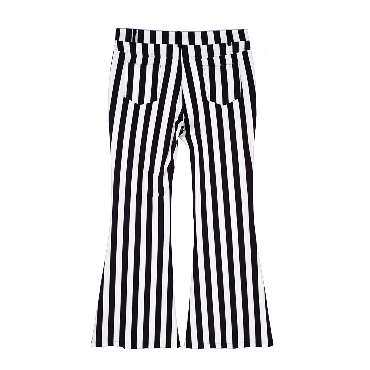Adult Men Vintage Striped Long Pants Male Retro Mid Waist Elastic Flares Trousers Homme Party Stage Dance Costume Club Clothing