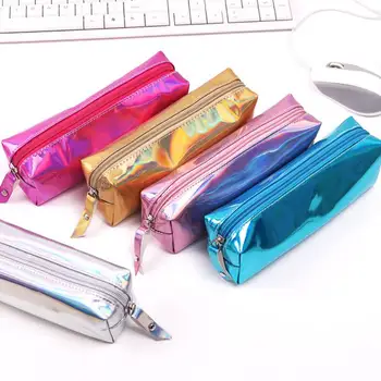 

Iridescent Laser Pencil Case Quality PU School Supplies Stationery Gift Pencil case School Pencil Box