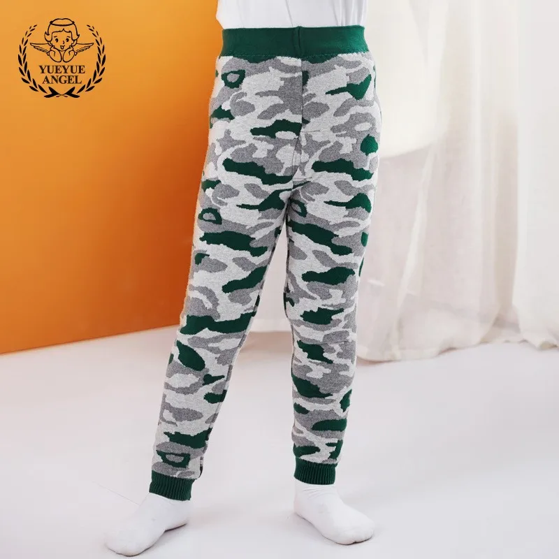 

Winter Boys Thick Warm Fleece Lining Full Length Pants Camouflage Printed High Waist Sweatpants Plus Size Trousers Kids Pants