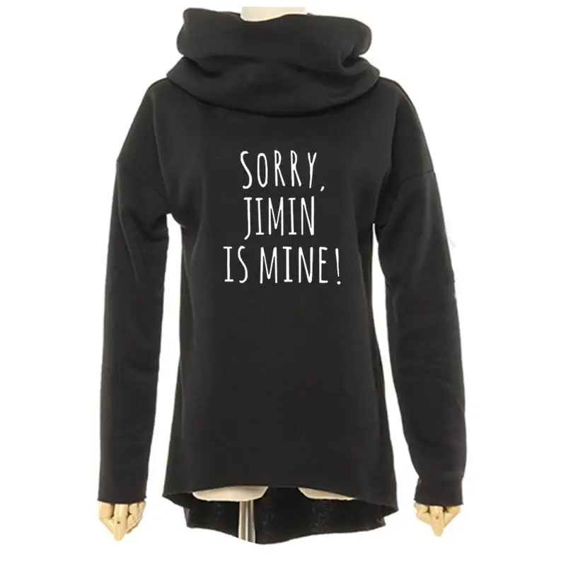  New Fashion SORRY JIMIN IS MINE Print Sweatshirts Tops Hoodies Women Casual Loog Sleeve Hoody Patte