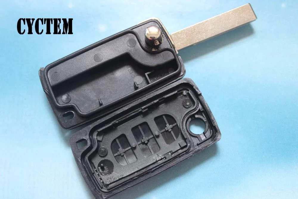 

CYCTEM Car Key Cover Housing 3 Buttons Flip Remote Key Shell Fob Replacement Case Fit For Peugeot 307 407 CE0523