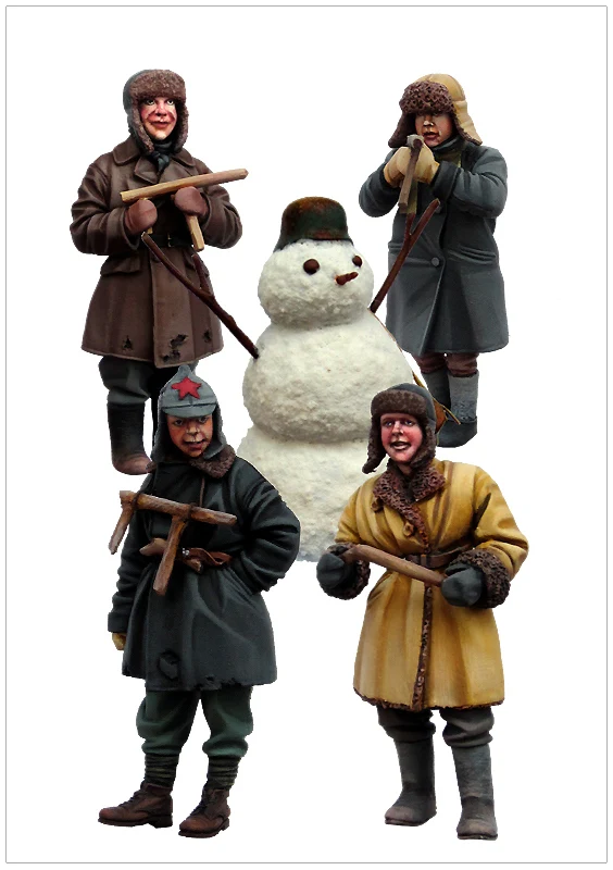 

[tuskmodel] 1 35 scale resin model figures kit WW2 children of war big set