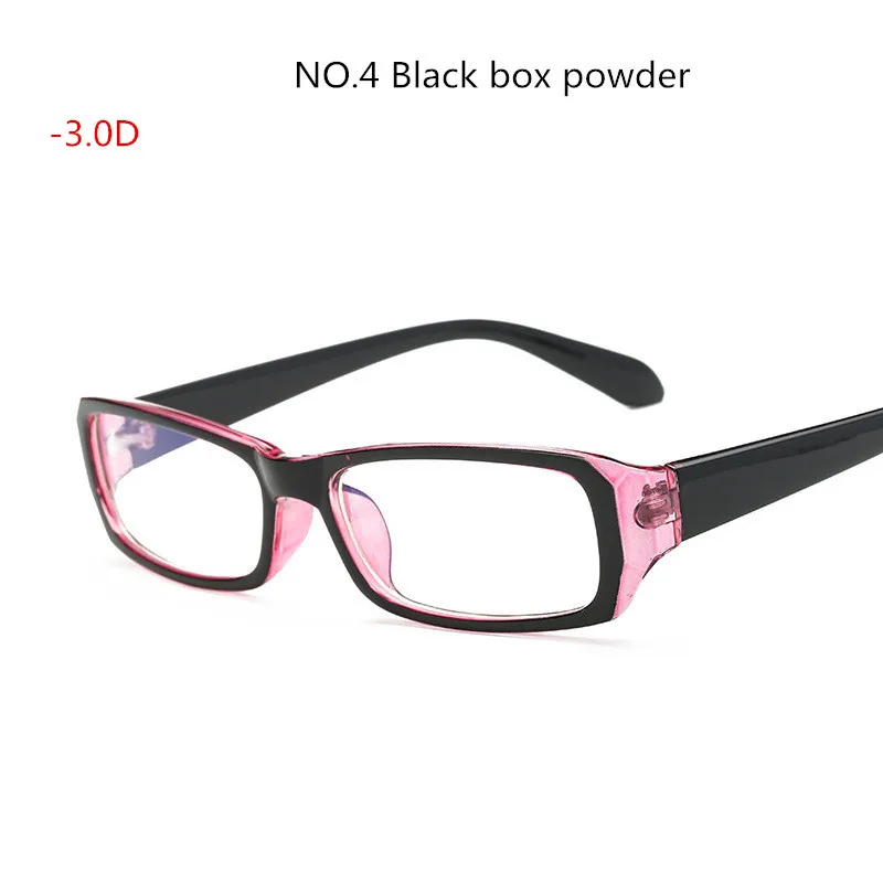 3 цвета-1,0~-6,0 готовые очки для близорукости с градусом, женские и мужские короткие очки для коррекции зрения, оправа с диоптриями, прицельным рецептом - Цвет оправы: Pink Myopia-300
