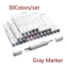 30 цветов, серый маркер, серый, двойная головка, эскиз на спиртовой основе, набор маркеров для рисования