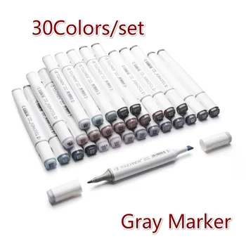 30 di colore Scala di Grigi Pennarello Grigio Dual Head Schizzo Pennarelli Artistici Set Pittura a base di Alcool
