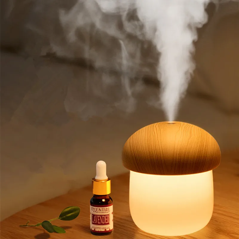 

250ml Cute Air Humidifier Mist Maker Essential Oil Aromatherapy USB Humidifier Desk Air Mushroom Diffuser With LED Night Light