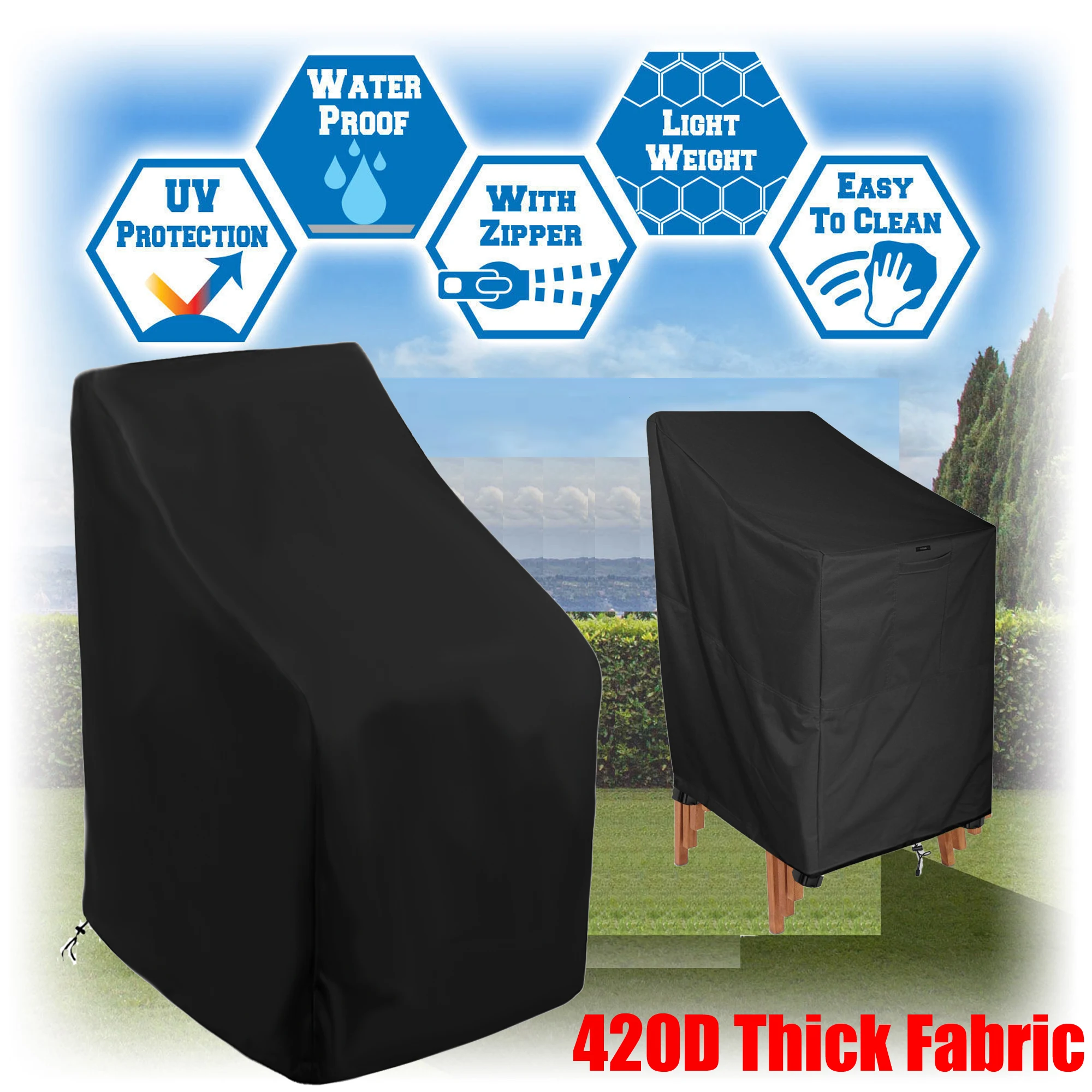 2020 Waterproof Stacking Chair Rain Cover High Back Patio Single Waterproof Stacking Chair Rain Cover