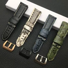 Роскошный бренд 22 мм 24 мм красный белый черный зеленый синий настоящая змеиная кожа ремешок для часов Panerai ремешок для часов инструмент с пряжкой