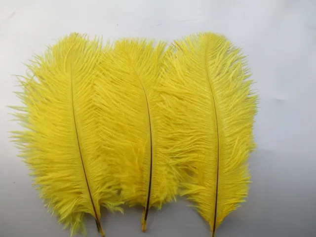 Красивые 10 шт страусиные перья Длинные 6-8 дюймов 15-20 см 24 цвета на выбор - Цвет: yellow