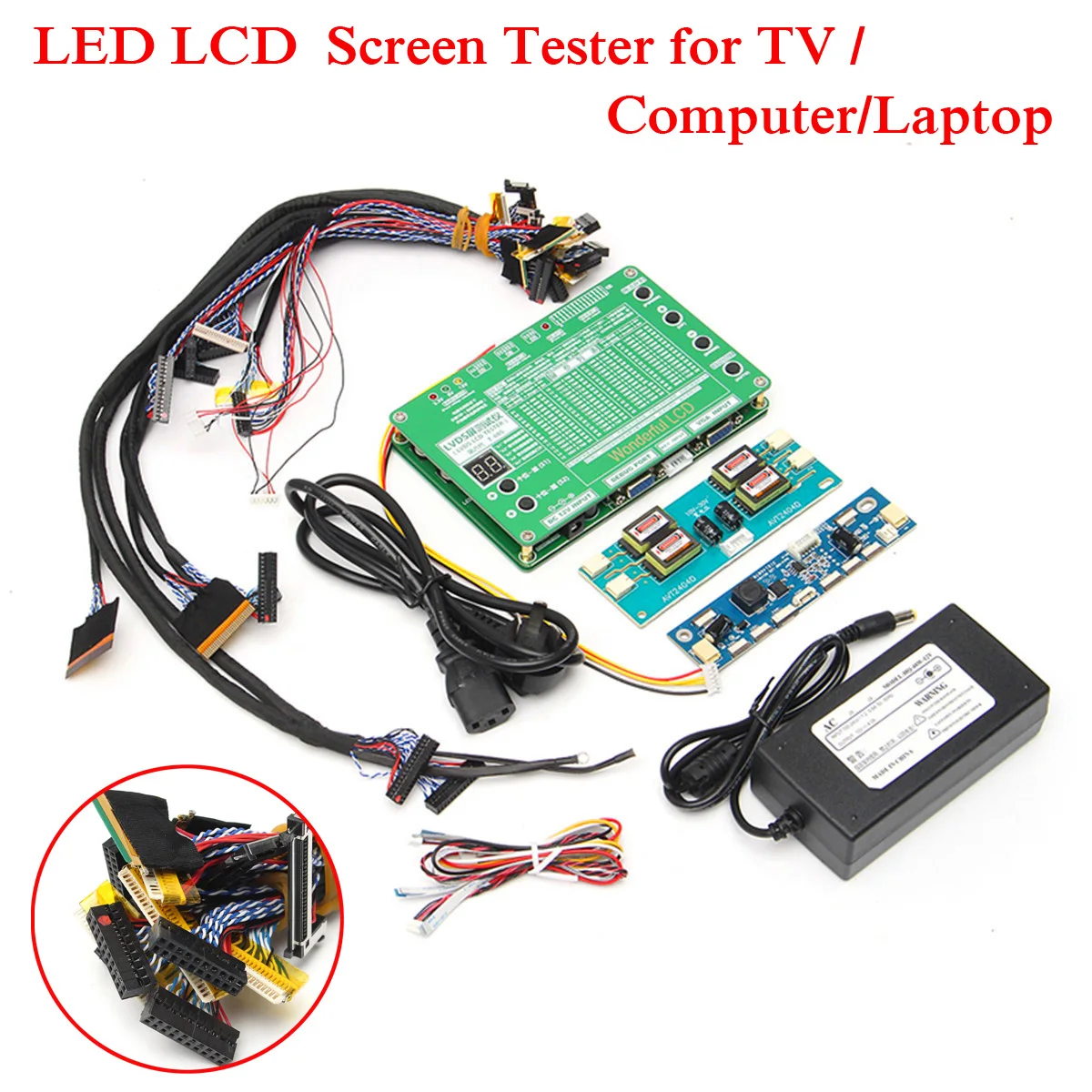 Acheter Nouvel Ordinateur Portable LCD LED Trousse D outils de Test Panneau Testeur D écran + 14 pièces Câbles Lvds + Onduleur