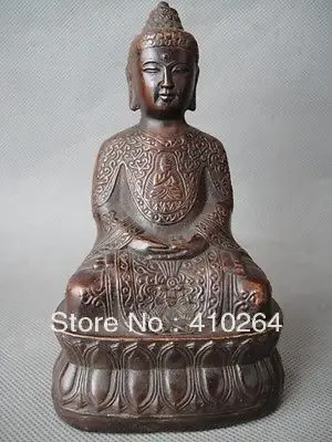 

0116P [old craft ] Fast Shipping Collectible Chinese old Bronze carving Buddha Statue Sitting in the lotus (A0314)