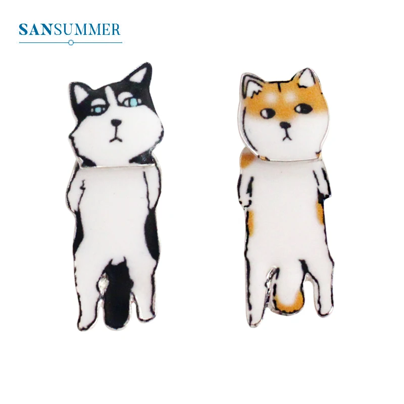 

SANSUMMER Personality Earrings Cute Huskies Akita Dog Earrings Girl Fashion Jewelry Funny Cartoon Animal Earrings Gift 5402