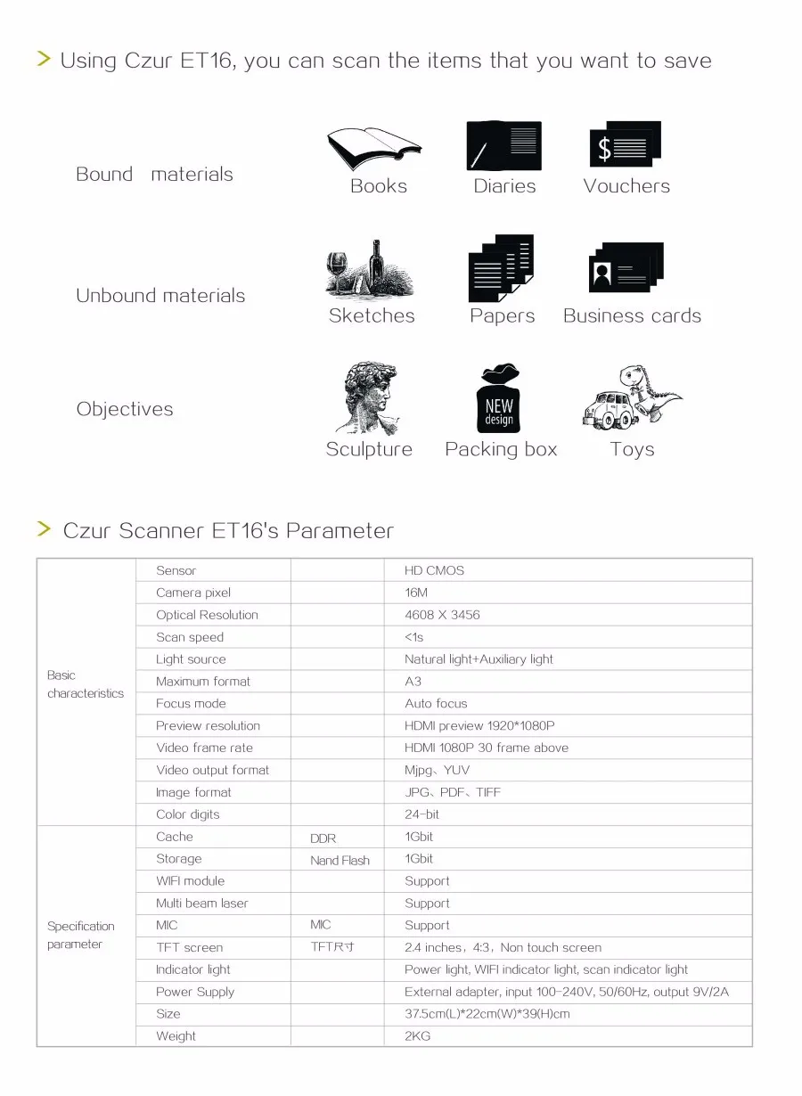 18MP Smart портативный сканер с 34 языков OCR и Wi Fi подключения к Czur Cloud Storage 1080P HDMI выход для визуального презентера