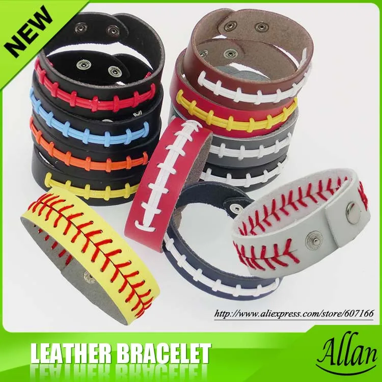 2017 Wristbands Football Softball Baseball Leather Bracelets Wristlets