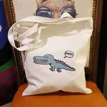 Женские, мужские, повседневные, экологически чистые, холщовые сумки для покупок, милые, крокодиловые, ручной работы, хлопковые, складные сумки на плечо, дорожные сумки