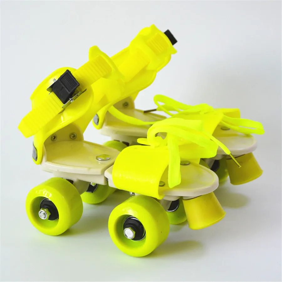 يورو حجم 18-32 قابل للتعديل الأطفال زلاجات دوارة 6 ألوان صف مزدوج 4 عجلات أحذية التزلج الاطفال اثنين خط لعبة Patines هدايا