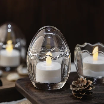 

Dinosaur Egg Candlestick Modern Minimalist Glass Small Candlestick Event Wedding Bar Restaurant Decoration Candlestick