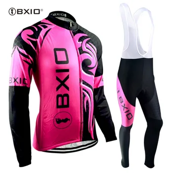 

BXIO Brand Hot Cycling Jersey Long Sleeve Plus Size Cycling Jersey MTB Cycling Clothing Women Cycling Sets ProTeam 045