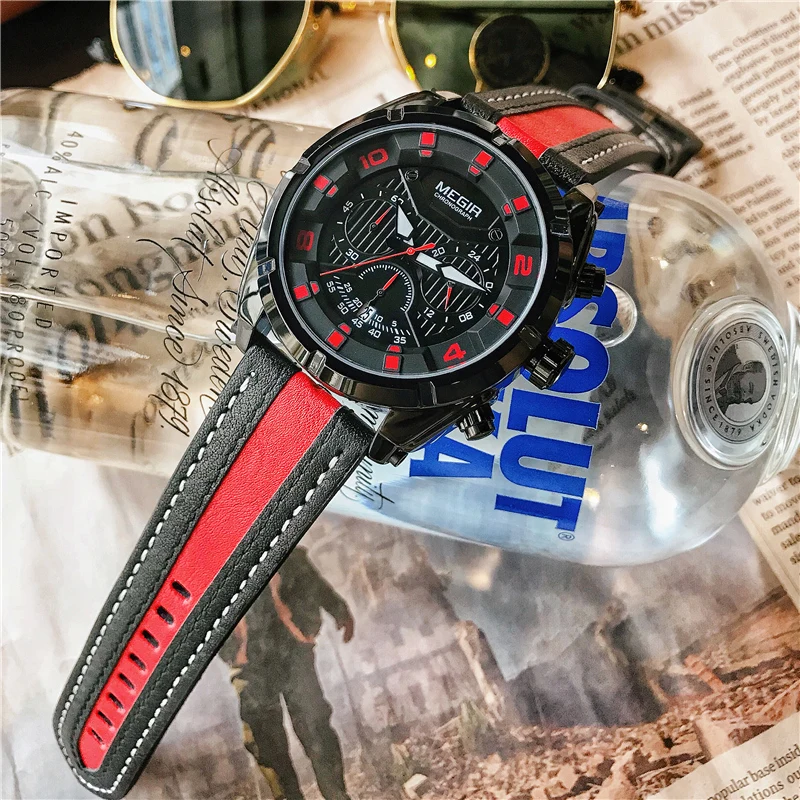 Спортивные часы MEGIR мужские Модные Роскошные брендовые кварцевые наручные с