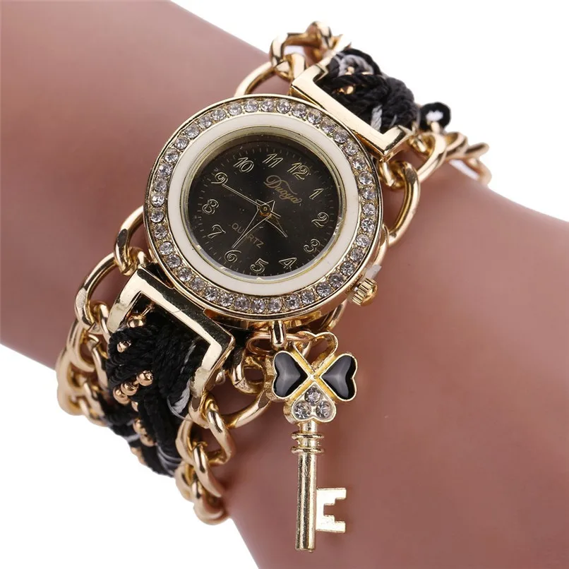 

Fashion Women's Ladies Braided Band Rhinestone Analog Quartz Wrist Watches business gifts Levert Dropship Feb28