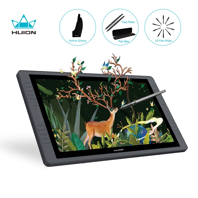 

HUION KAMVAS GT-221 Pro 8192 Levels IPS LCD HD Pen Display Tablet Monitor Graphics Drawing Monitor 20 Shortcut Keys 2 Touch Bars