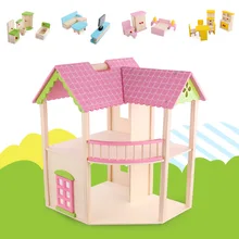 Деревянный нежный кукольный домик игрушечная мебель миниатюрная кукла игрушечные дома для детей Дети Забавный ролевые игры Детский подарок