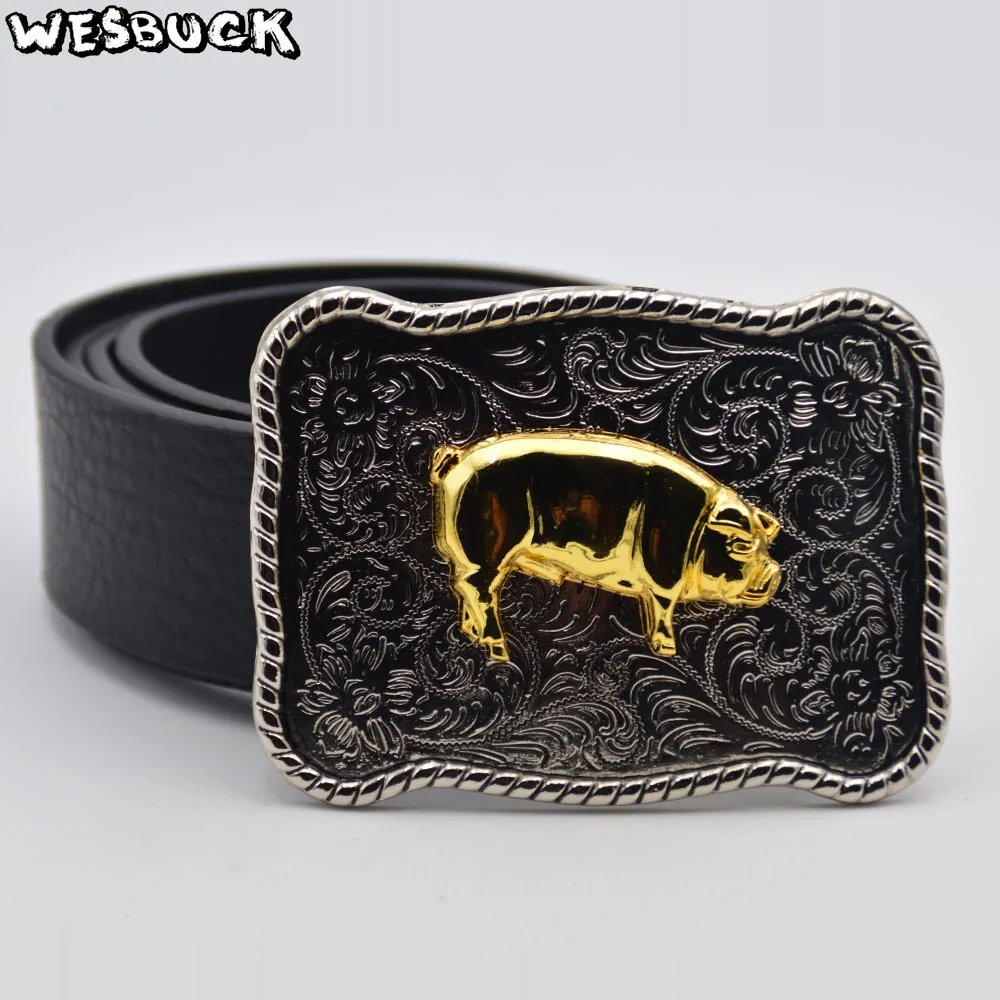 5 PCS MOQ wesbuck Brand Золото Свинья с ремешком и пряжкой