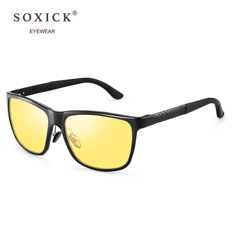 Soxick, классические винтажные Поляризованные солнцезащитные очки для мужчин и женщин, желтые солнцезащитные очки с защитой от ультрафиолета, антибликовые очки для вождения автомобиля, очки ночного видения