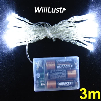

willlustr LED christmas lights fairy string light holiday lamp 3 meters warm pure white blue party 3M string 3AA battery powered