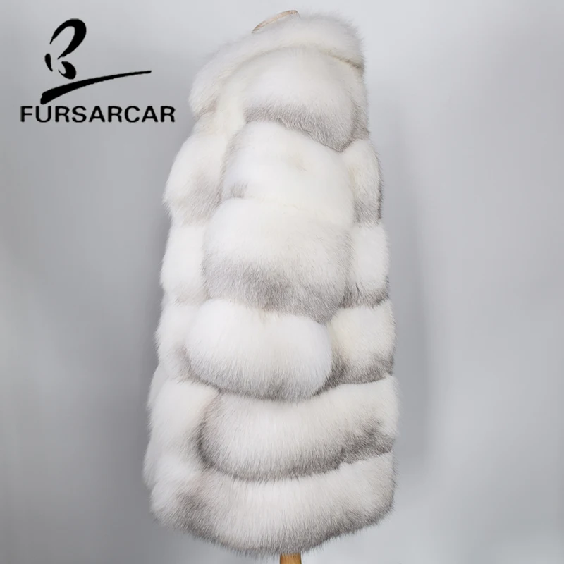 Croix Luxe Cm Nouveau Veste Réel Femmes Long Manteau Hiver 2018 Style Fursarcar Naturel Épais 80 De Fourrure Renard Femme ZPA788qw