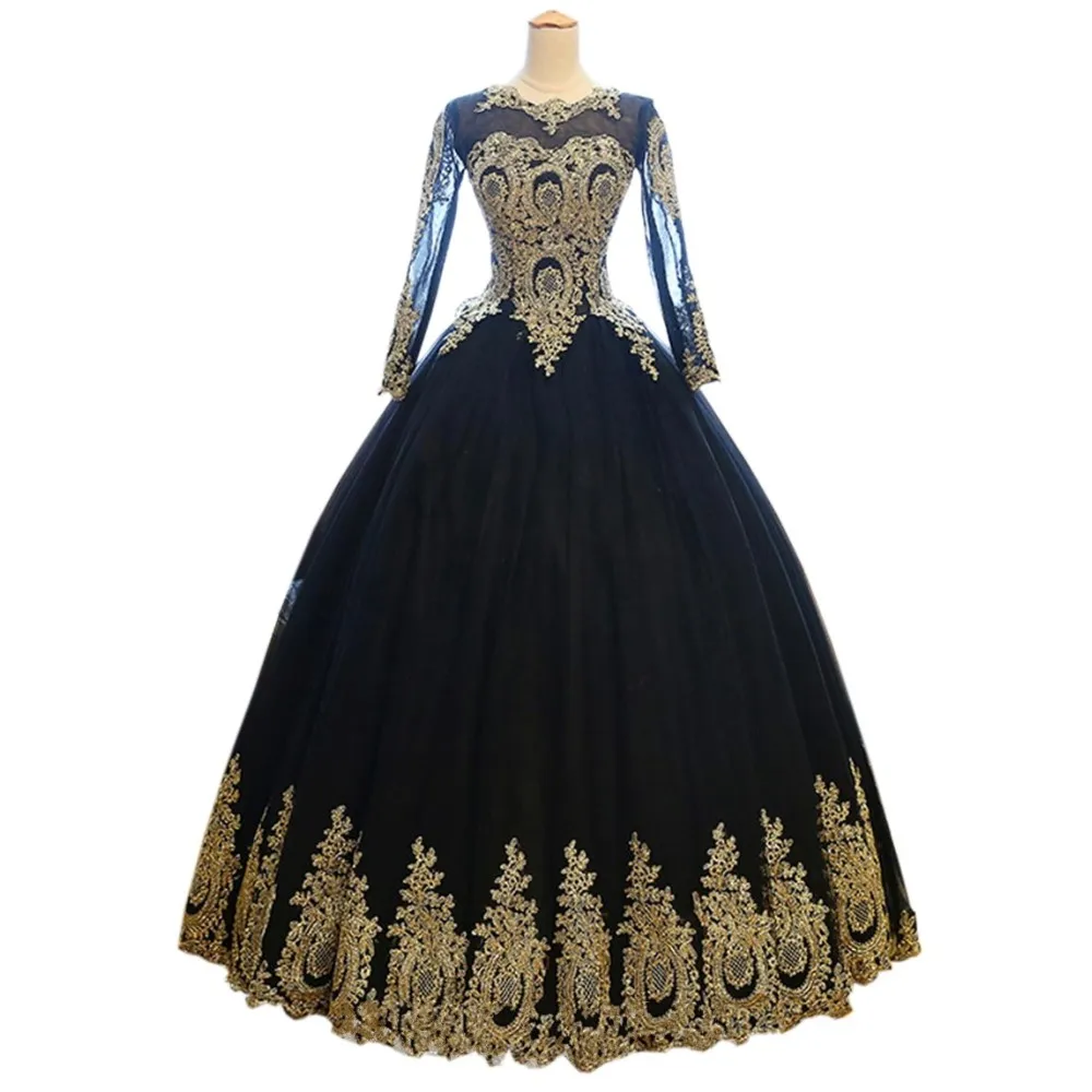 black gold ball gown