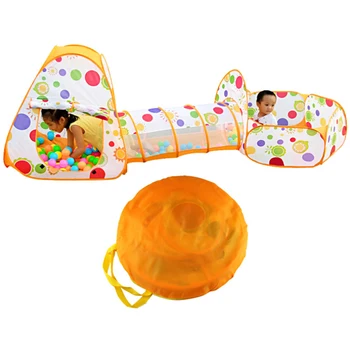 

3 in 1 Kids Large Pool-Tube-Teepee Play Tent Ocean Ball Pool Pit Tent House for Children Foldable Game Playing House Room Gift