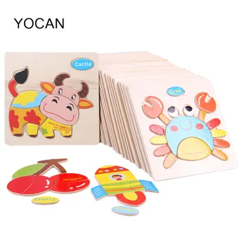 

11Wooden 3D Puzzle Jigsaw WoodenToys For Children Cartoon brain teaser Puzzles Intelligence Kids montessori Educational Toy Toys