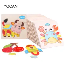 Wooden 3D Puzzle Jigsaw Wooden Toys For Children Cartoon brain teaser Puzzles Intelligence Kids montessori Educational Toy Toys