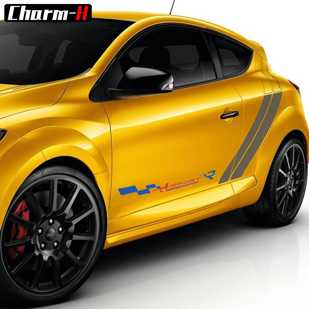 1piece Reflective Door Side Vinyl Decal Stickers Sport R Graphics for Renault Duster Megane Captur Clio Laguna Scenic Twingo