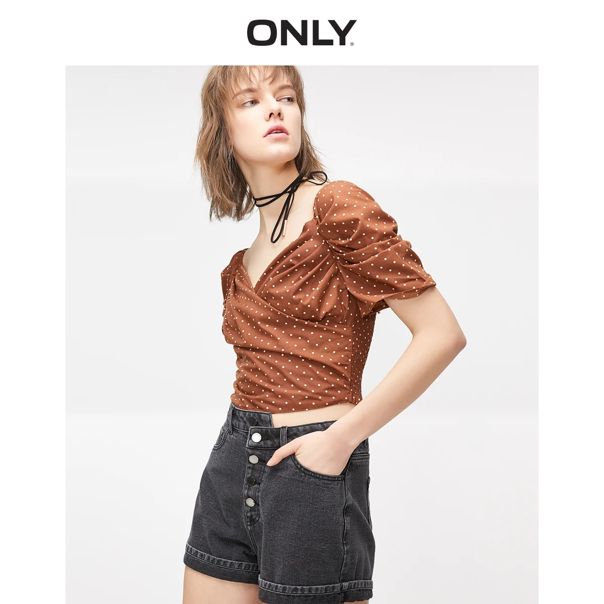 

ONLY 2019 Spring Summer New Women's Slim Fit Short-sleeved T-shirt |119151530