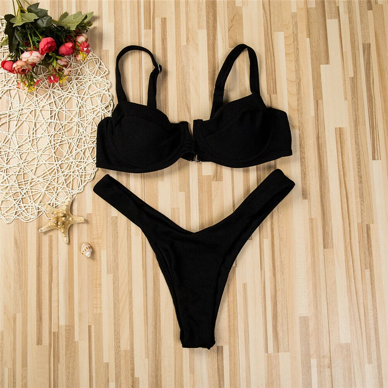 

Women Bikini Set Summer Solid Triangle Swimsuit Bathing Suit Swimwear Bathing Suit Women Sexy Bikini Set Costumi Da Bagno Donna