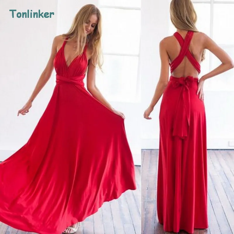 

Tonlinkdr Party Women Summer Dresses Long Dresses V-neck Sexy Backless Christmas Elegant Maxi party dresses Vestidos
