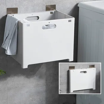 

Folding portable Laundry basket household bathroom wall mounted paste dirty clothes storage basket organizer hamper mx7161155