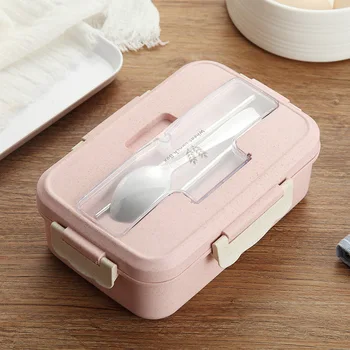 

Wheat straw lunch box can be sealed with microwave oven students with cover simple compartment fresh-keeping lunch box lunchbox