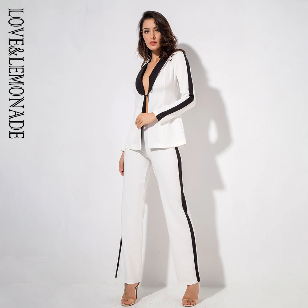 

Love&Lemonade . Black And White Stitching V-Neck Two-Pieces Sets LM81234